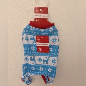Pet Central Dog Pet Christmas Pajamas Sz XS Extra Small Light Blue White Print